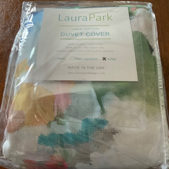 LAURA PARK NWT PARK AVENUE KING DUVET LINEN COTTON - Picture 4 of 9